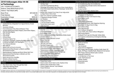 2018 Volkswagen Atlas 3.6L V6 SE w/Technology