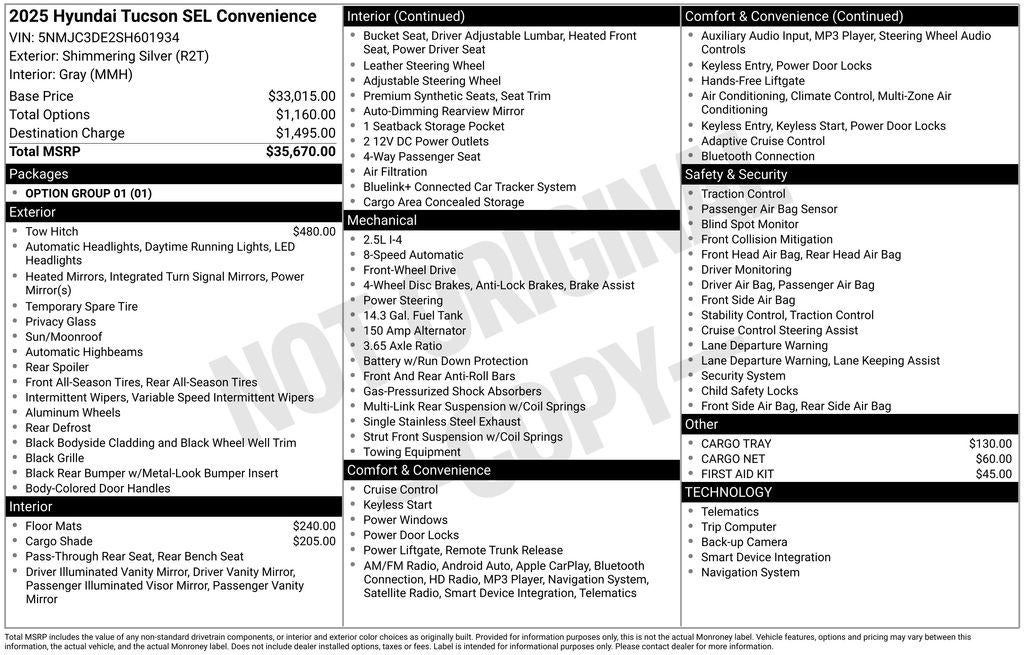 2025 Hyundai TUCSON SEL Convenience FWD