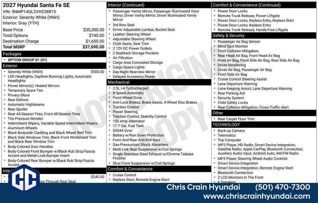 2027 Hyundai SANTA FE SE FWD