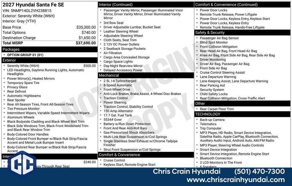2027 Hyundai SANTA FE SE FWD