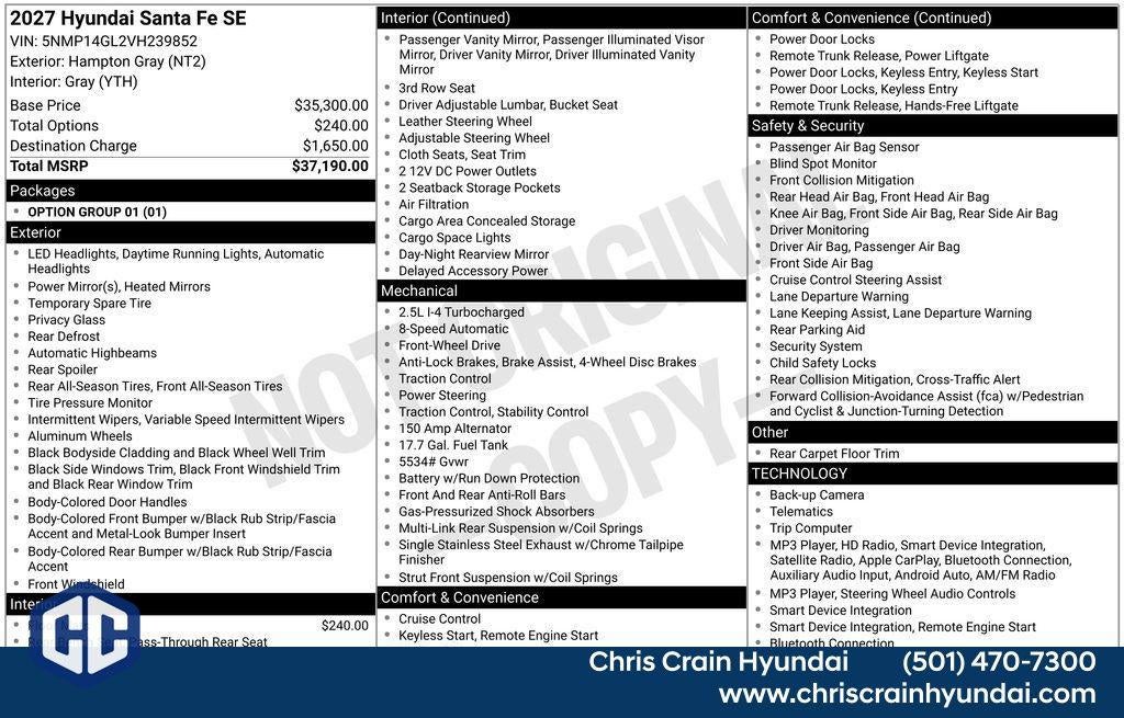 2027 Hyundai SANTA FE SE FWD