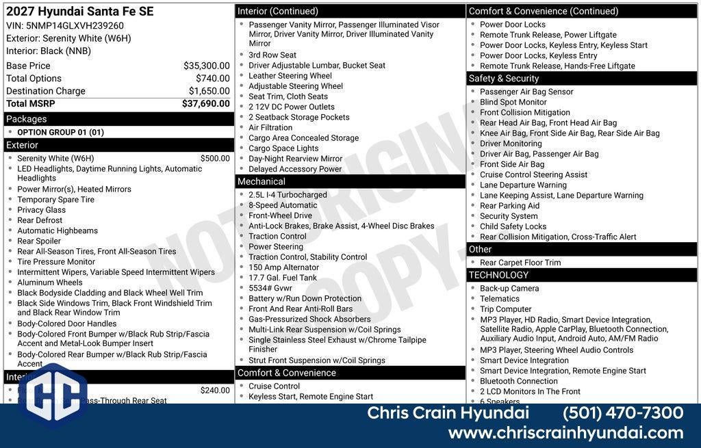 2027 Hyundai SANTA FE SE FWD