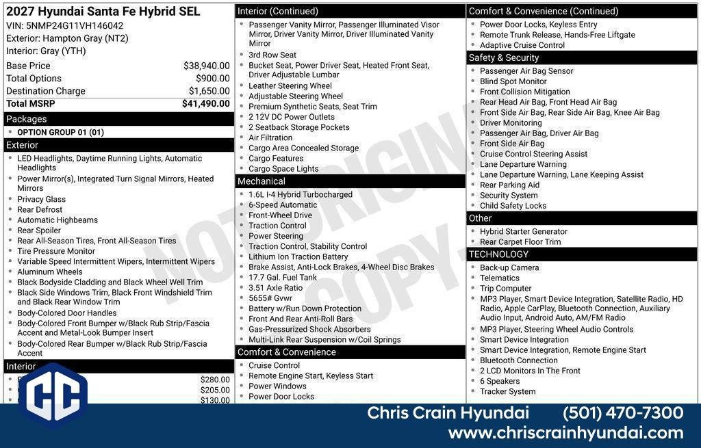 2027 Hyundai SANTA FE HYBRID SEL