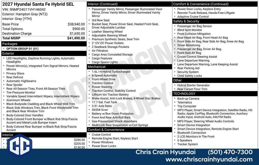 2027 Hyundai SANTA FE HYBRID SEL
