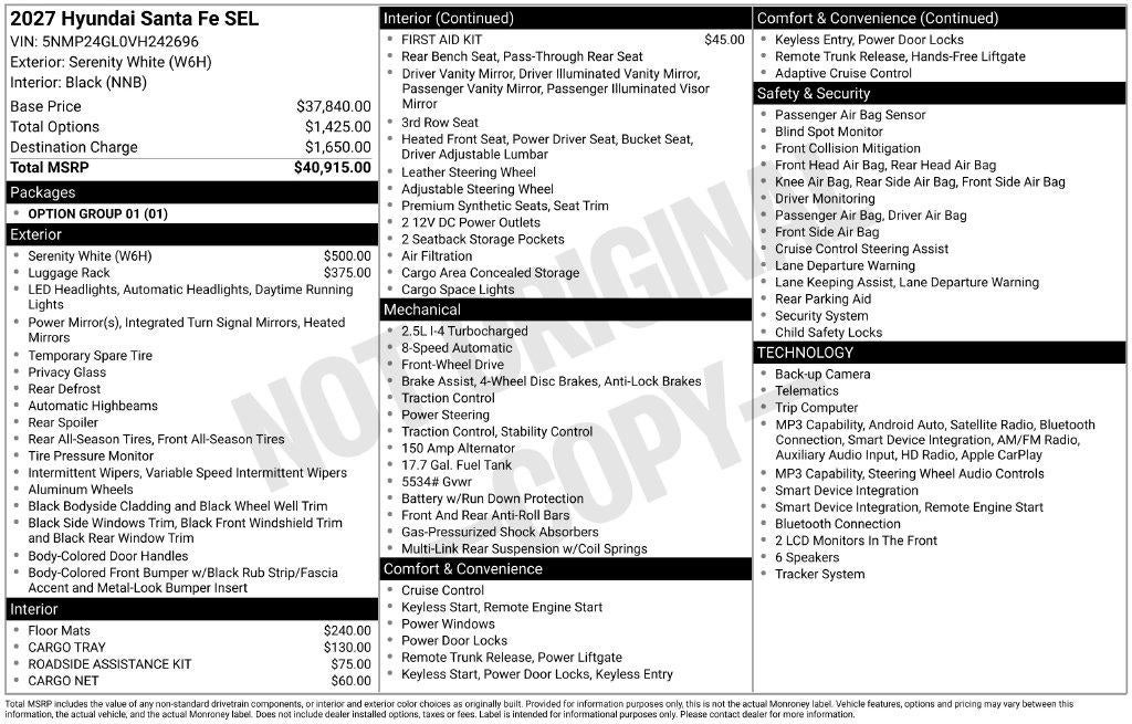 2027 Hyundai SANTA FE SEL FWD
