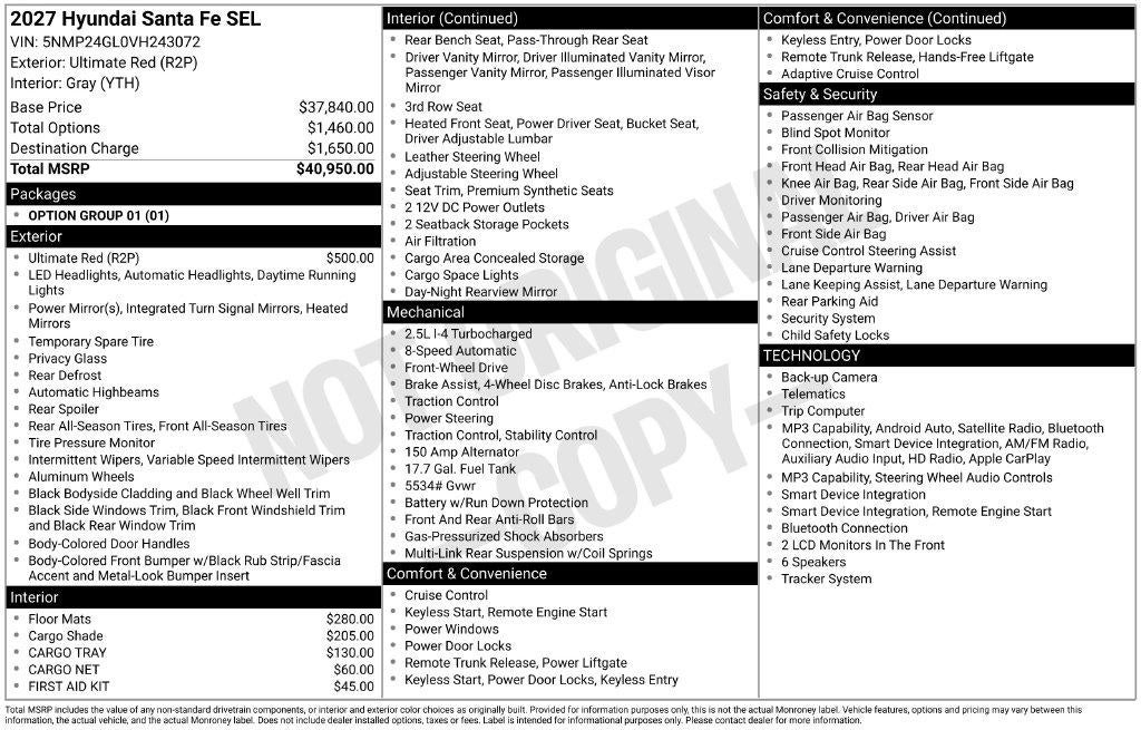 2027 Hyundai SANTA FE SEL FWD