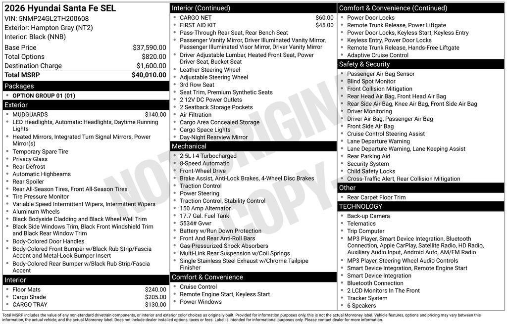 2026 Hyundai SANTA FE SEL FWD