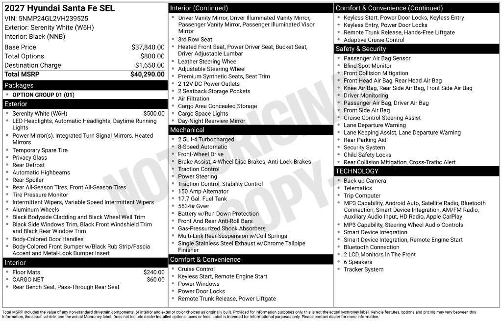 2027 Hyundai SANTA FE SEL FWD