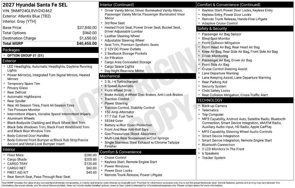 2027 Hyundai SANTA FE SEL FWD
