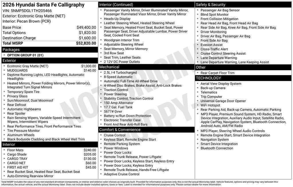 2026 Hyundai SANTA FE Calligraphy AWD
