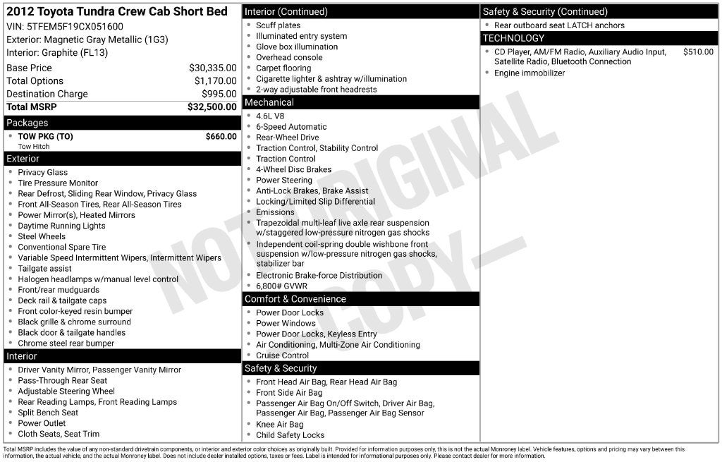 2012 Toyota Tundra Grade 4.6L V8