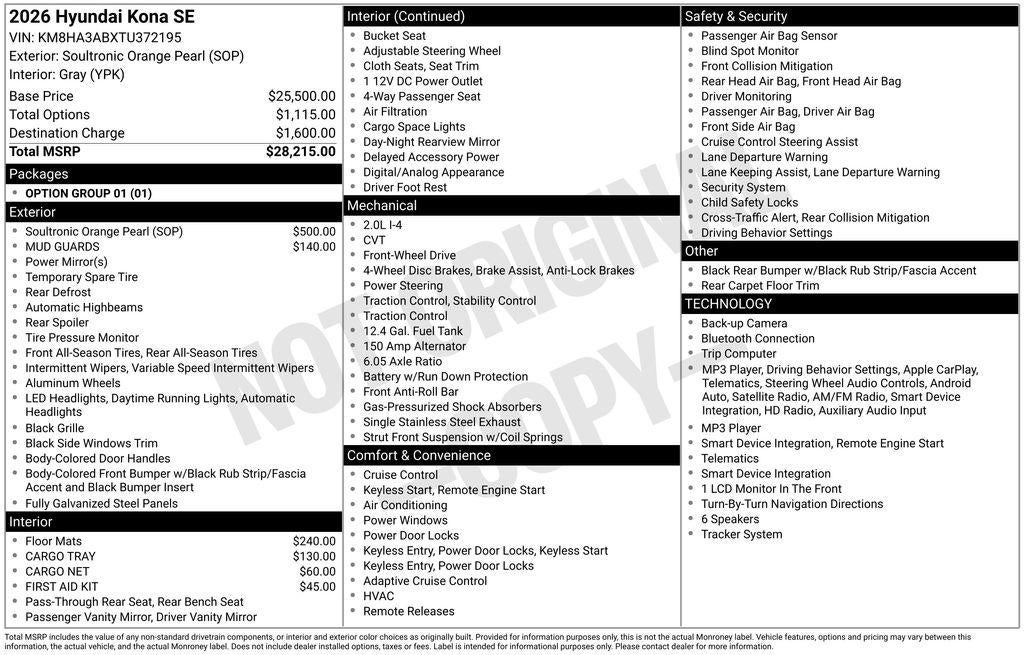 2026 Hyundai KONA SE FWD