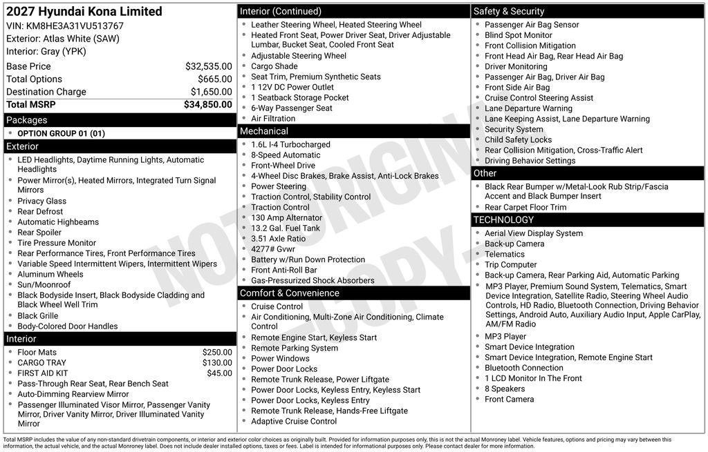 2027 Hyundai KONA Limited FWD