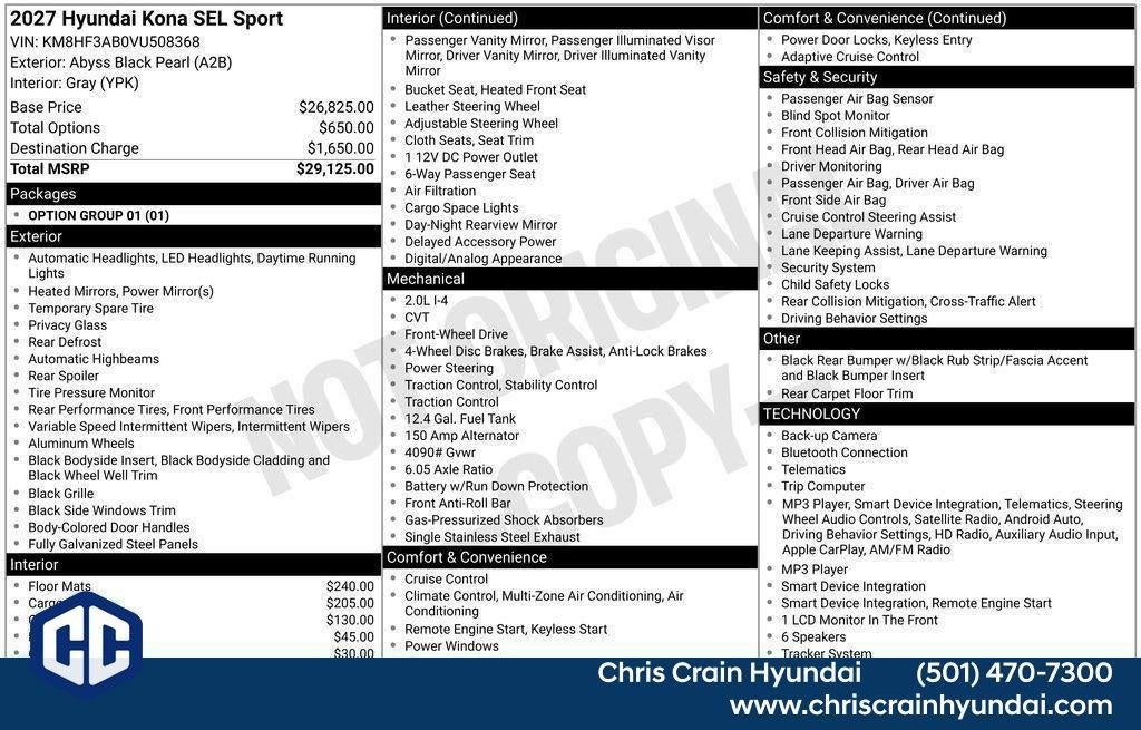 2027 Hyundai KONA SEL Sport FWD