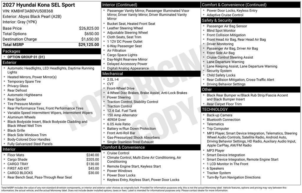 2027 Hyundai KONA SEL Sport FWD