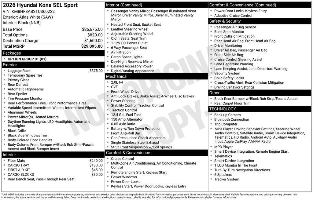 2026 Hyundai KONA SEL Sport FWD