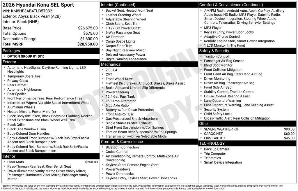 2026 Hyundai KONA SEL Sport FWD