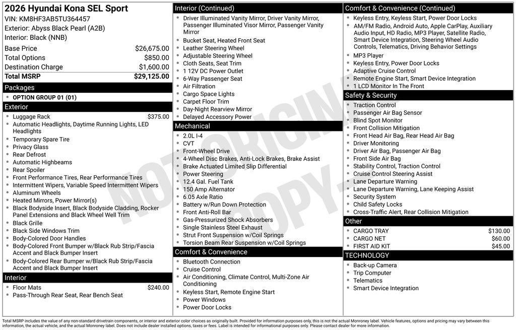 2026 Hyundai KONA SEL Sport FWD