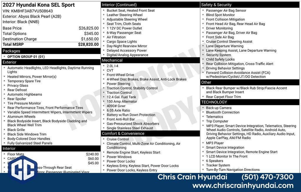 2027 Hyundai KONA SEL Sport FWD