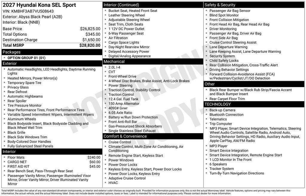 2027 Hyundai KONA SEL Sport FWD