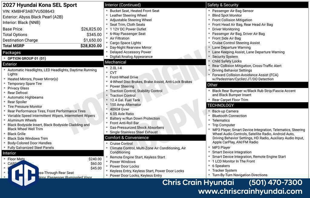 2027 Hyundai KONA SEL Sport FWD