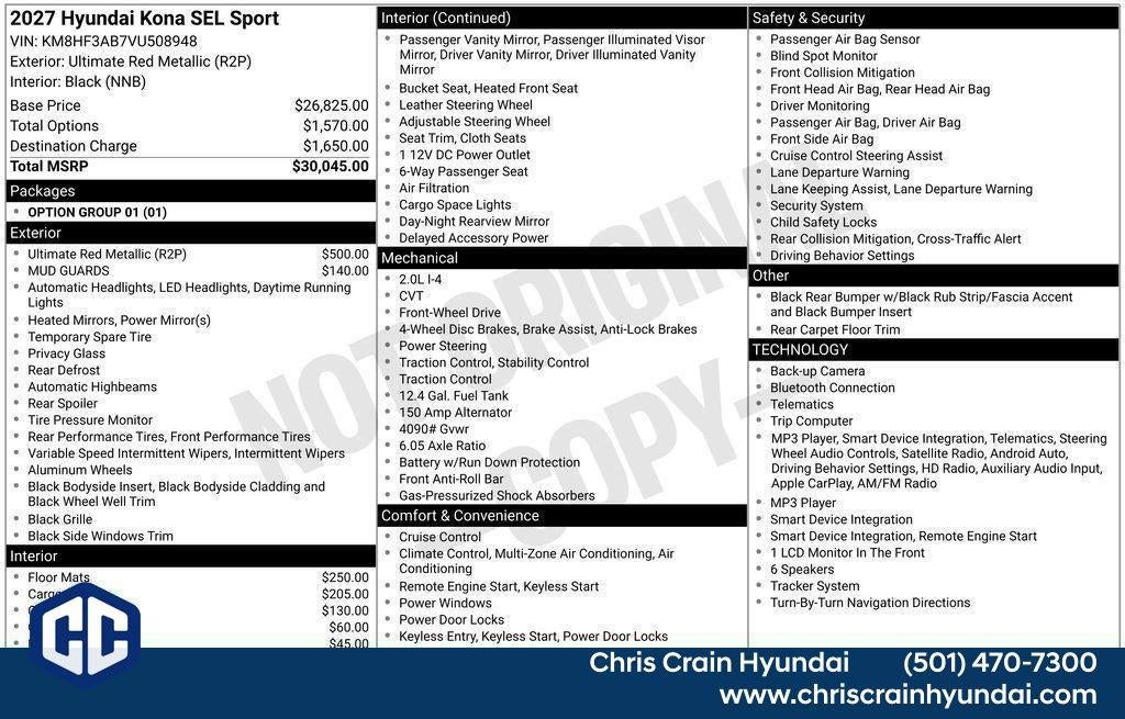 2027 Hyundai KONA SEL Sport FWD