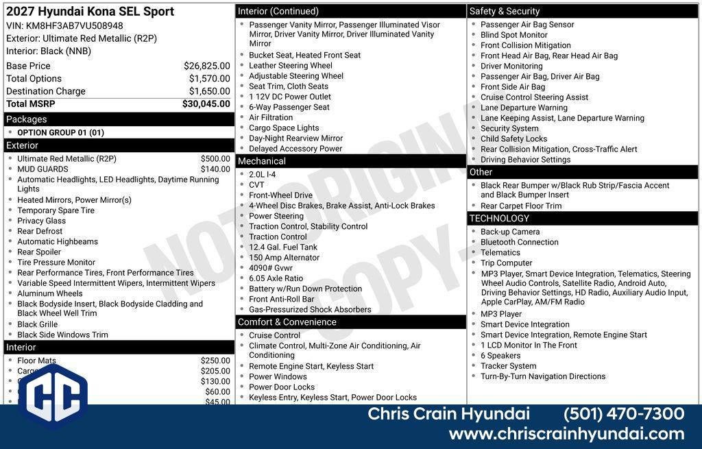 2027 Hyundai KONA SEL Sport FWD