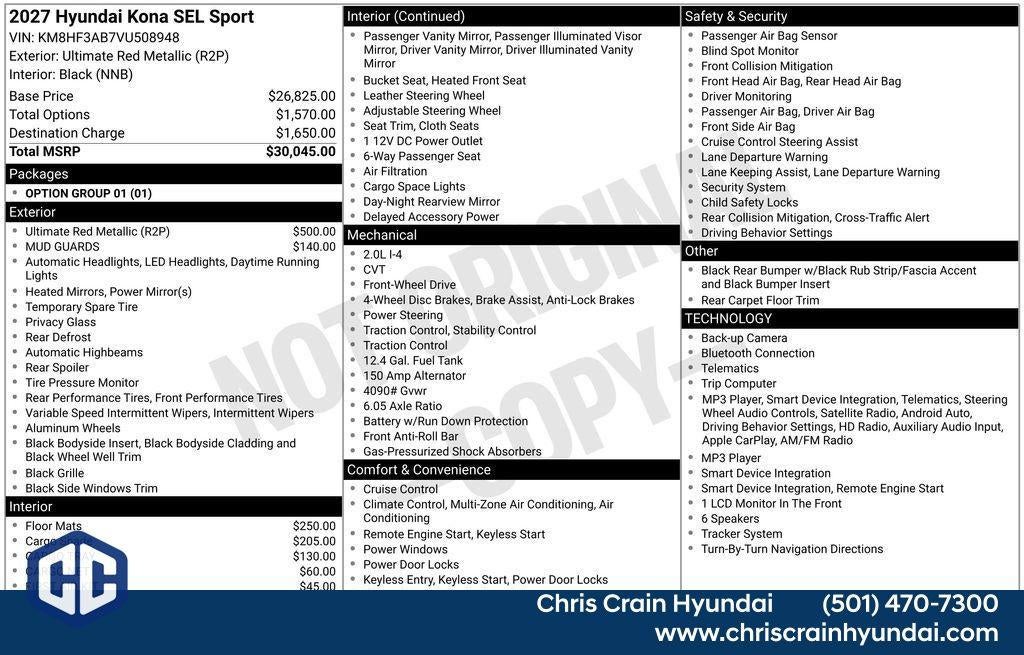 2027 Hyundai KONA SEL Sport FWD