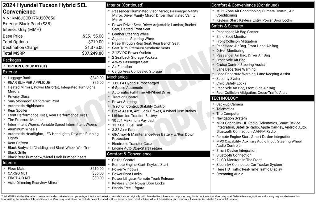 2024 Hyundai TUCSON HYBRID SEL Convenience
