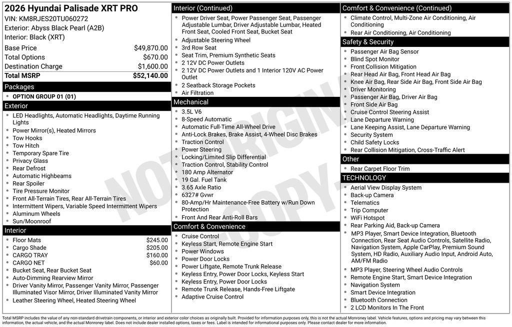 2026 Hyundai PALISADE XRT Pro