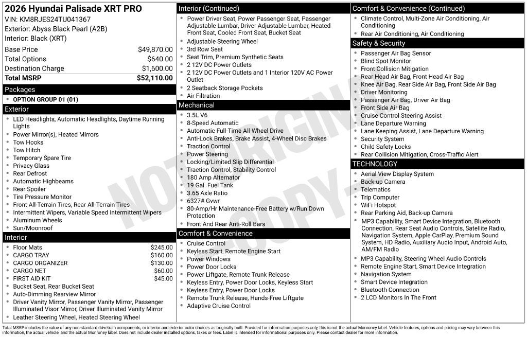 2026 Hyundai PALISADE XRT Pro
