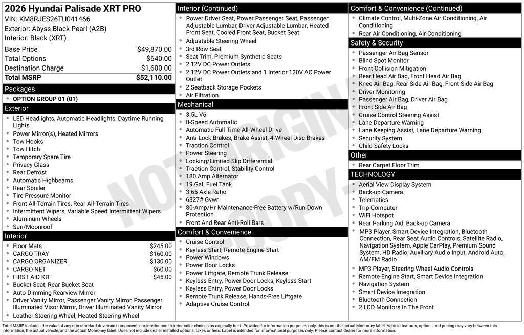 2026 Hyundai PALISADE XRT Pro