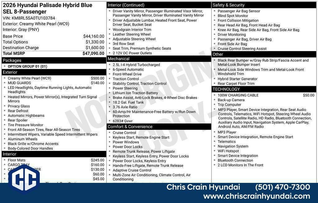 2026 Hyundai PALISADE HYBRID Blue SEL 8P