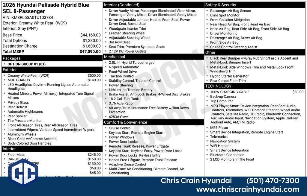 2026 Hyundai PALISADE HYBRID Blue SEL 8P