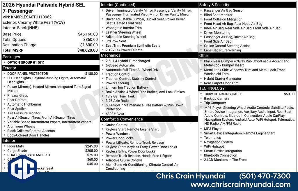 2026 Hyundai PALISADE HYBRID SEL 7P