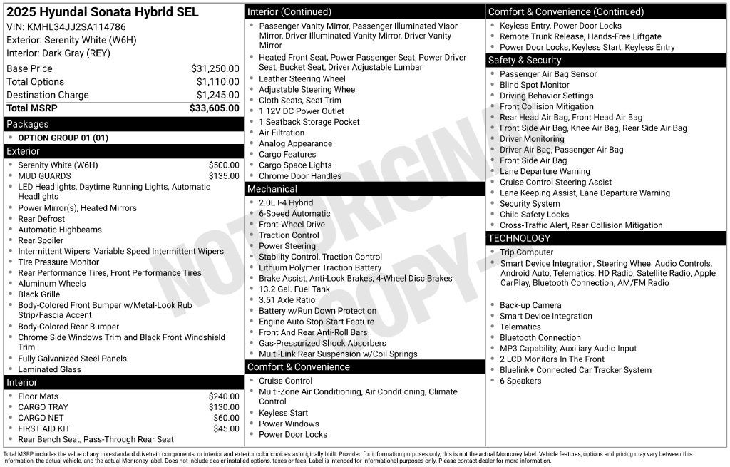 2025 Hyundai SONATA HYBRID SEL