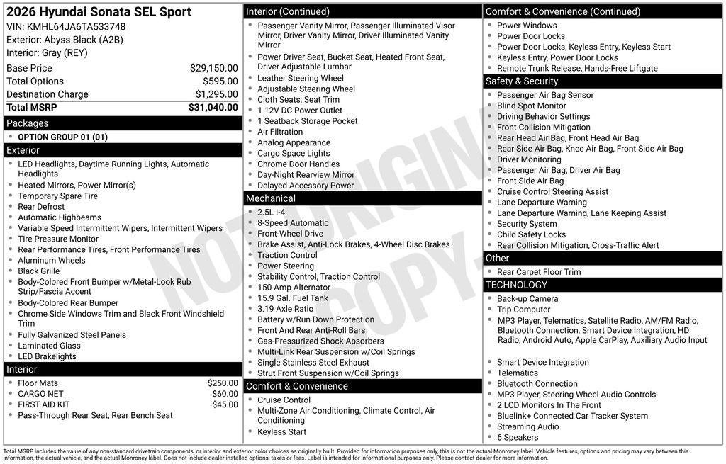 2026 Hyundai SONATA SEL Sport