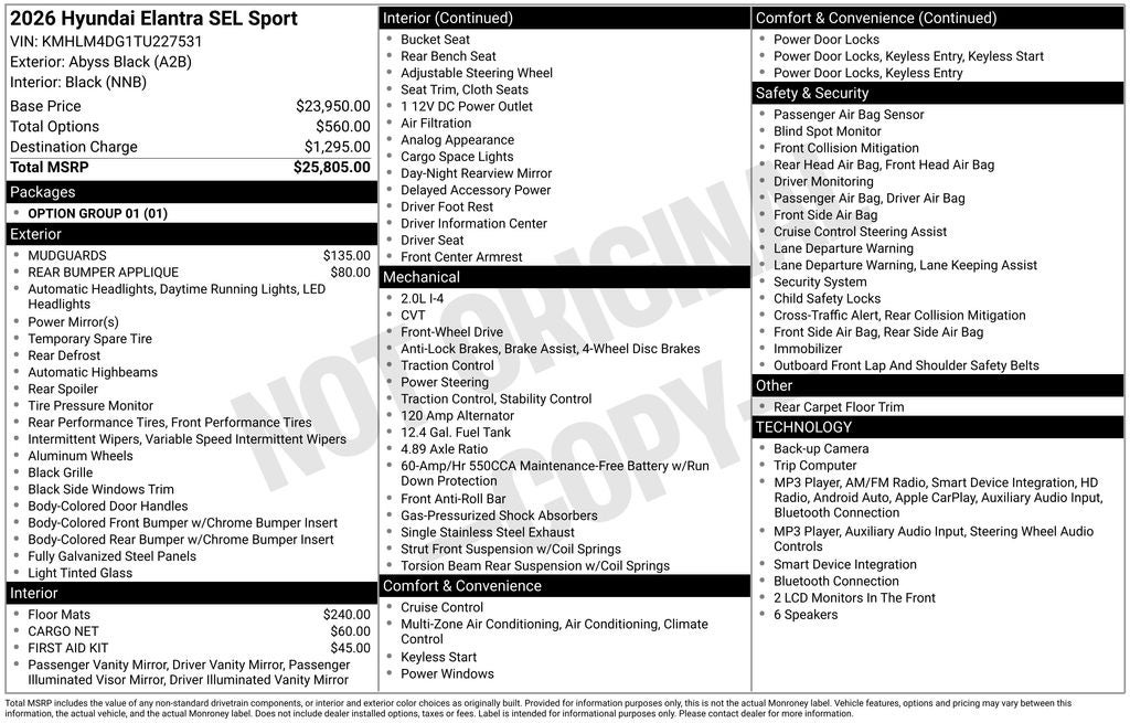 2026 Hyundai ELANTRA SEL Sport