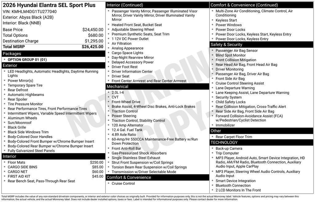 2026 Hyundai ELANTRA SEL Sport Plus