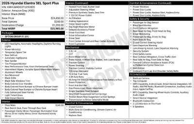 2026 Hyundai ELANTRA SEL Sport Plus