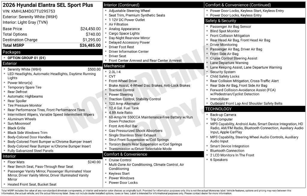 2026 Hyundai ELANTRA SEL Sport Plus