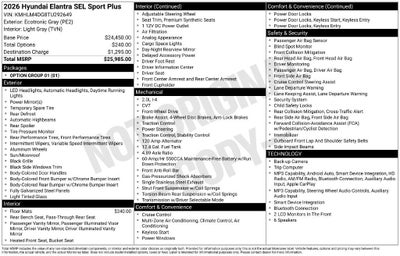 2026 Hyundai ELANTRA SEL Sport Plus