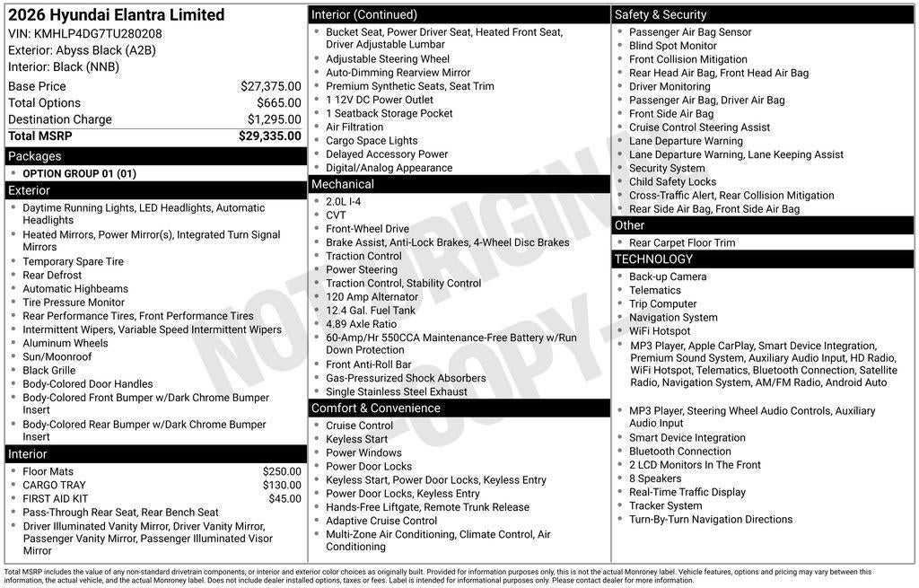 2026 Hyundai ELANTRA Limited