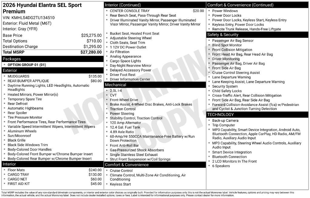 2026 Hyundai ELANTRA SEL Sport