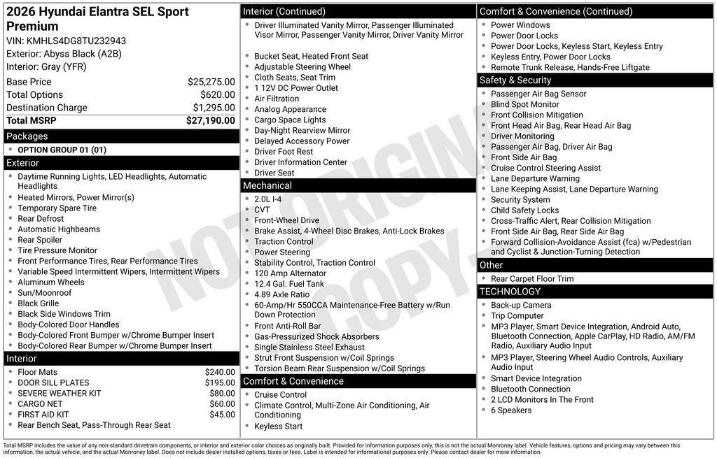 2026 Hyundai ELANTRA SEL Sport