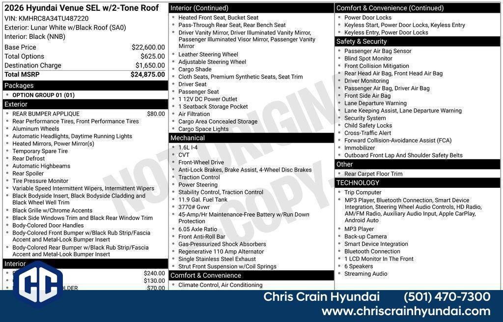 2026 Hyundai VENUE SEL W/Two-Tone Roof
