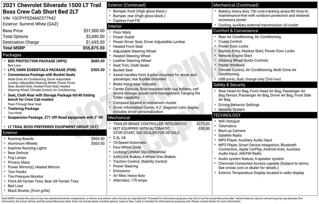 2021 Chevrolet Silverado 1500 4WD Crew Cab Short Bed LT Trail Boss