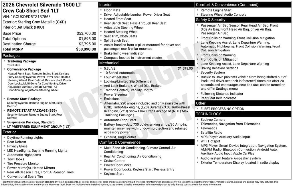 2026 Chevrolet Silverado 1500 4WD Crew Cab Standard Bed LT