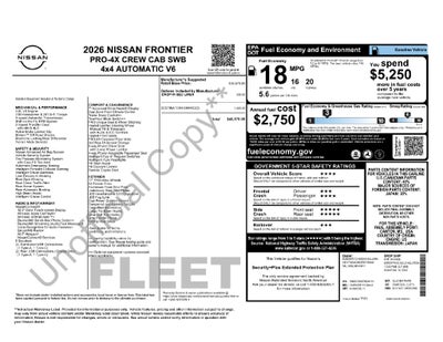 2026 Nissan Frontier Crew Cab PRO-4X 4x4
