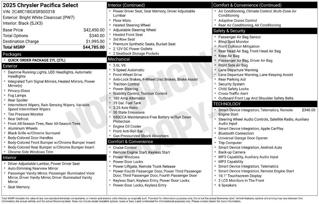 2025 Chrysler Pacifica Select